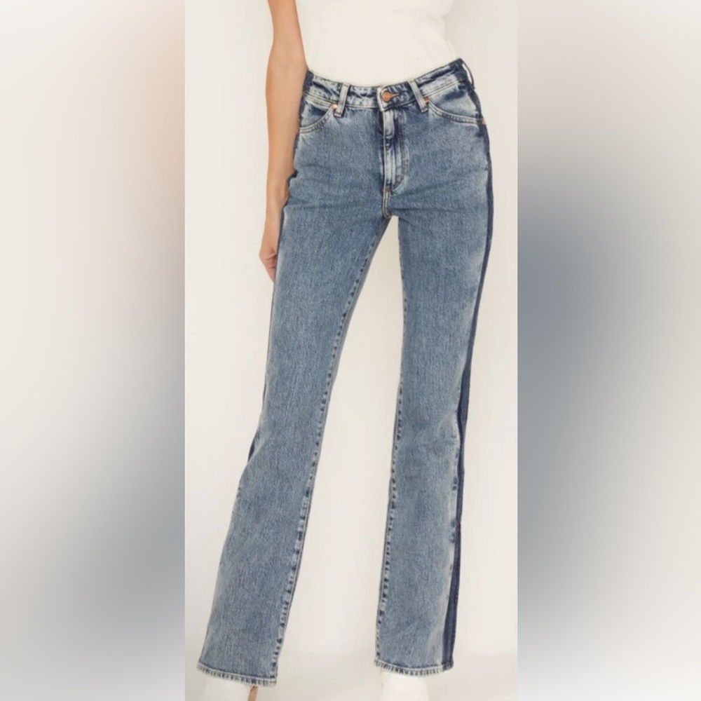 WRANGLER WOMEN'S TWO TONE COLOR BLOCK HIGH RISE WESTWARD BOOTCUT JEANS - NWT